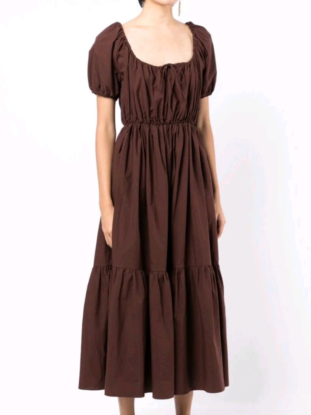 Matteau Chocolate Puff-Sleeve Tiered Dress - Picture 5 of 15